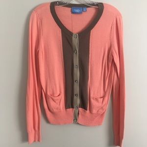 Pink and Brown Button Up Cardigan